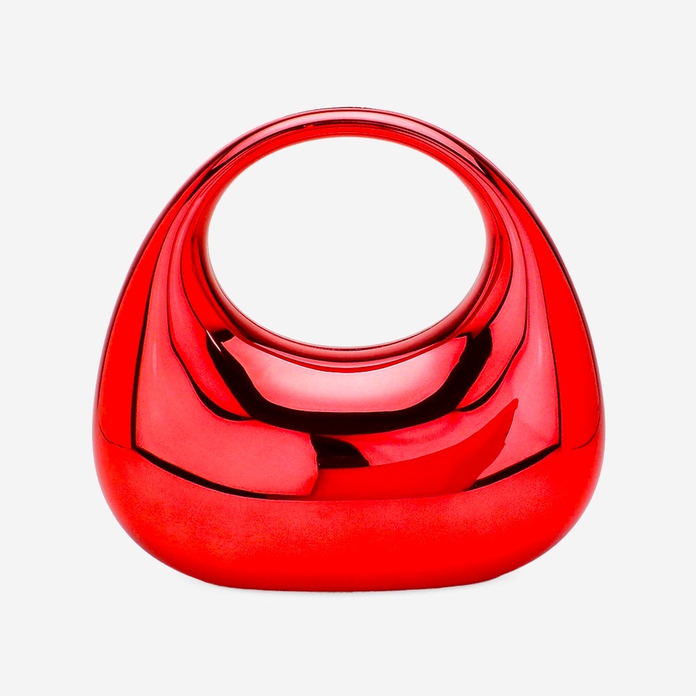 Red Metallic Acrylic Crescent Hand Bag